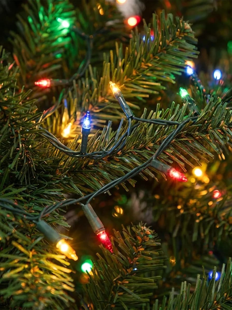 Işıklı ağacın dal içine gizlenmiş LED kablo montaj detayı